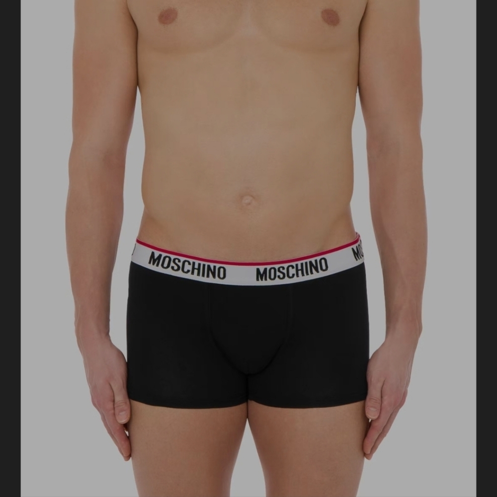 Moschino Logo Band Cotton Boxer Briefs Black X- Small